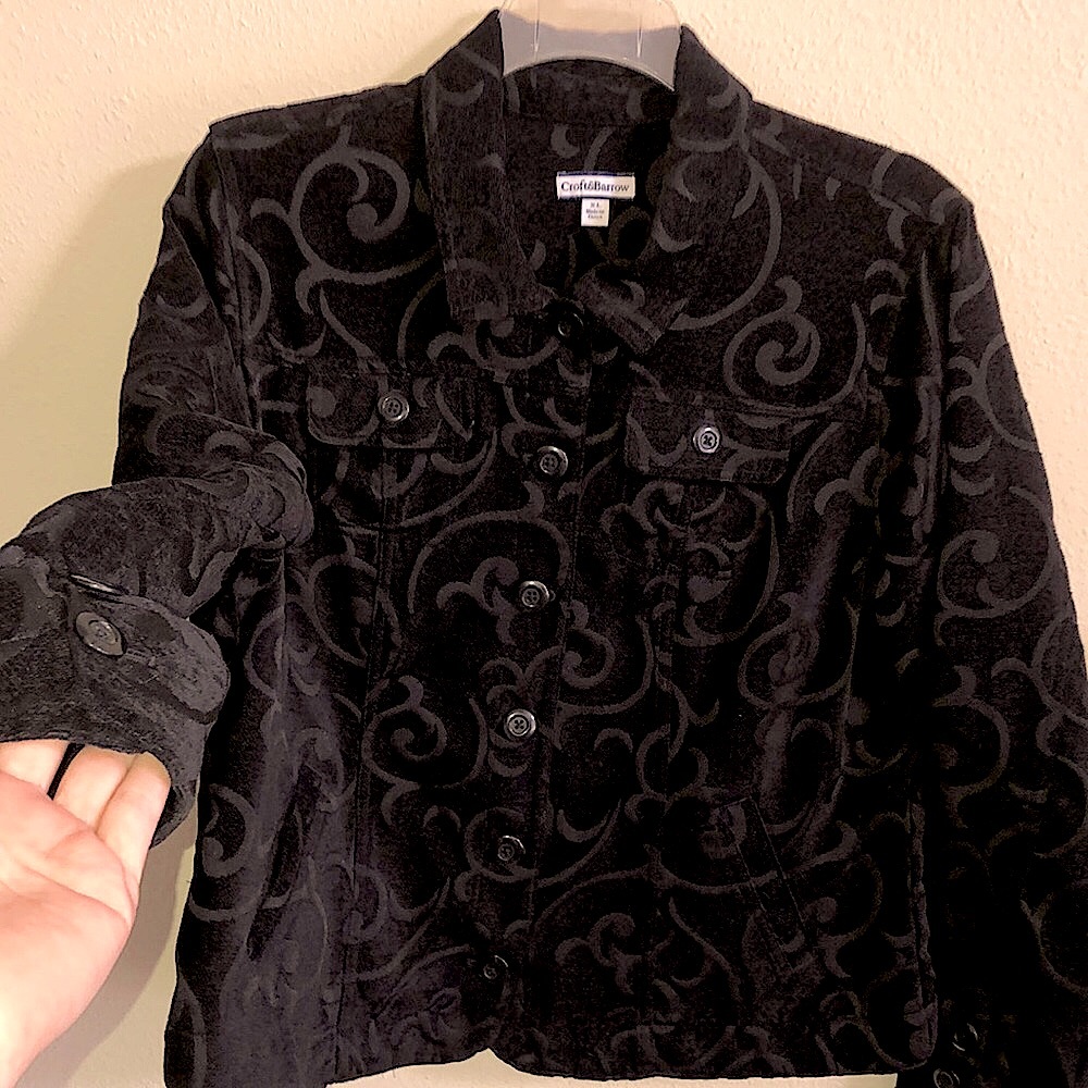 BLACK “DENIM” embroidered jacket